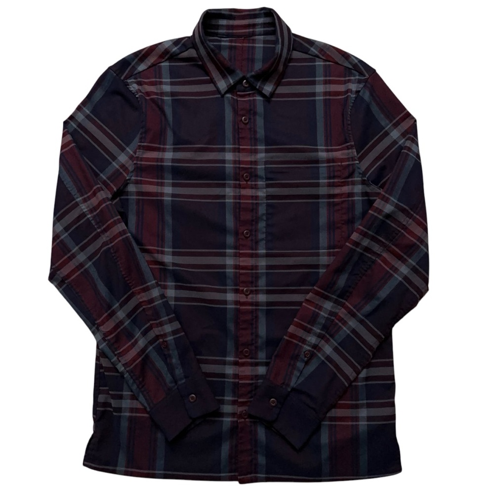 lululemon athletica Men's Navy and Burgundy Plaid Button-Down Shirt